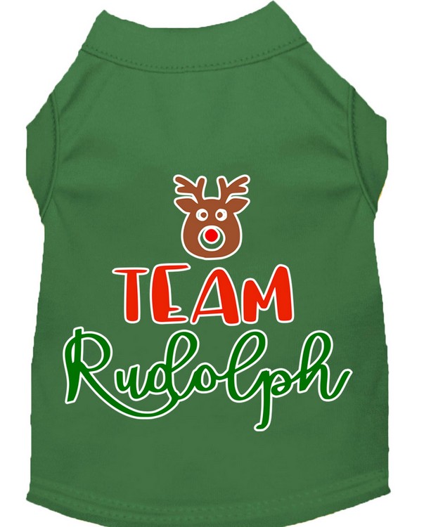 Team Rudolph Screen Print Dog Shirt Green Sm